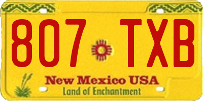 NM license plate 807TXB