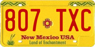 NM license plate 807TXC