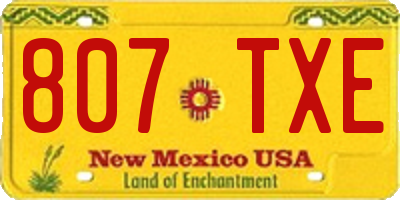 NM license plate 807TXE