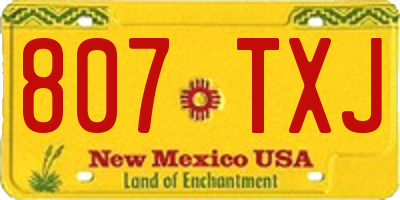 NM license plate 807TXJ