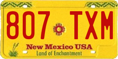 NM license plate 807TXM