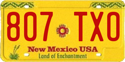 NM license plate 807TXO