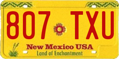 NM license plate 807TXU