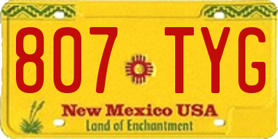 NM license plate 807TYG