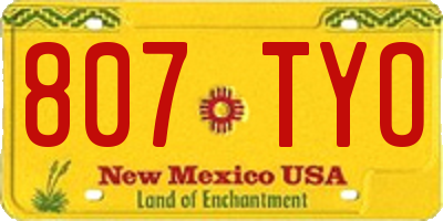 NM license plate 807TYO