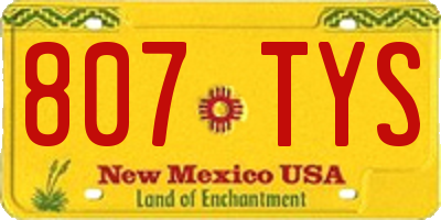 NM license plate 807TYS