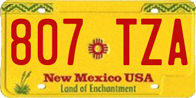 NM license plate 807TZA