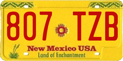 NM license plate 807TZB