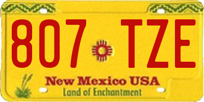NM license plate 807TZE