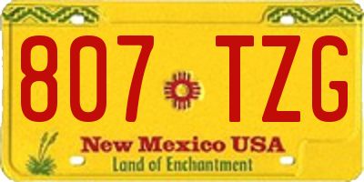 NM license plate 807TZG