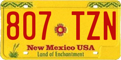 NM license plate 807TZN