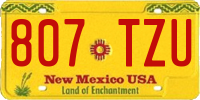 NM license plate 807TZU