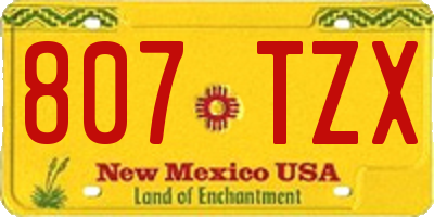 NM license plate 807TZX