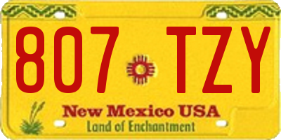 NM license plate 807TZY