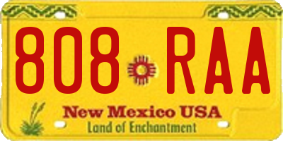 NM license plate 808RAA