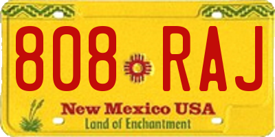 NM license plate 808RAJ