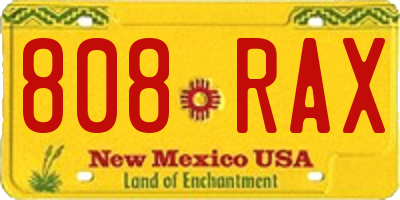 NM license plate 808RAX