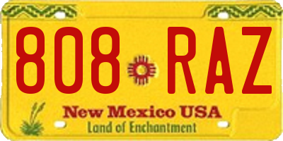 NM license plate 808RAZ