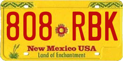 NM license plate 808RBK