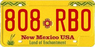 NM license plate 808RBO