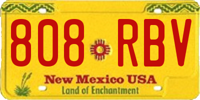 NM license plate 808RBV