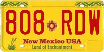 NM license plate 808RDW