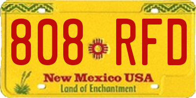 NM license plate 808RFD