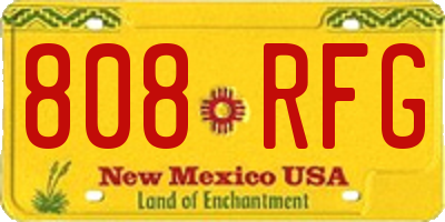 NM license plate 808RFG