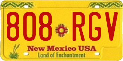 NM license plate 808RGV