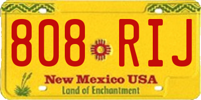 NM license plate 808RIJ