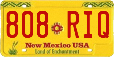 NM license plate 808RIQ