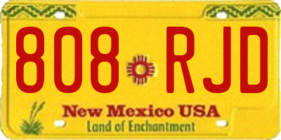 NM license plate 808RJD