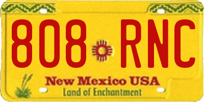 NM license plate 808RNC
