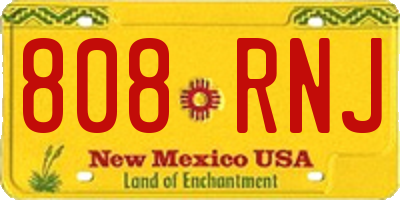 NM license plate 808RNJ