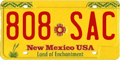 NM license plate 808SAC