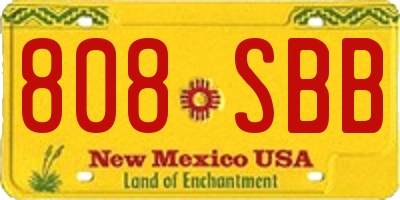 NM license plate 808SBB