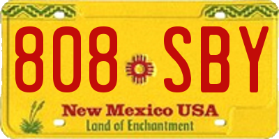 NM license plate 808SBY