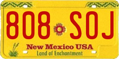 NM license plate 808SOJ