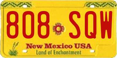 NM license plate 808SQW