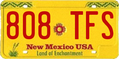 NM license plate 808TFS