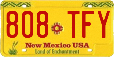 NM license plate 808TFY