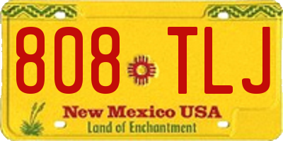 NM license plate 808TLJ