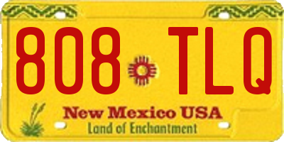 NM license plate 808TLQ