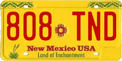 NM license plate 808TND