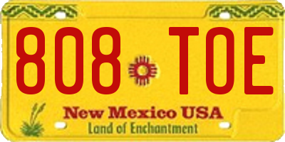 NM license plate 808TOE