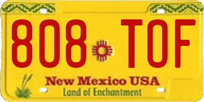 NM license plate 808TOF