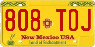 NM license plate 808TOJ