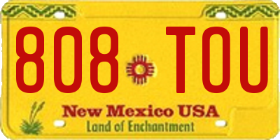NM license plate 808TOU