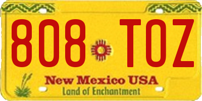 NM license plate 808TOZ