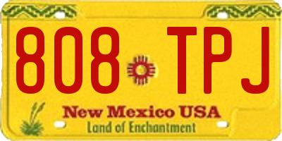 NM license plate 808TPJ